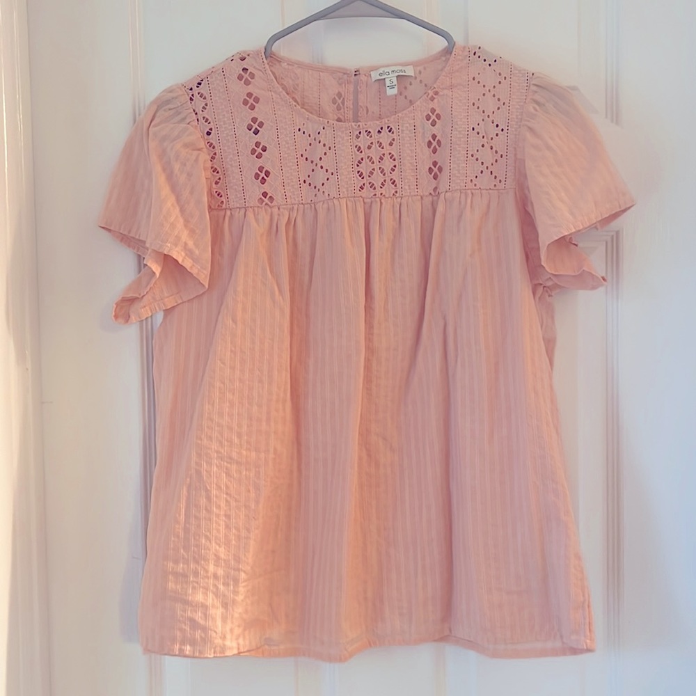 Ella Moss peach flutter sleeve top